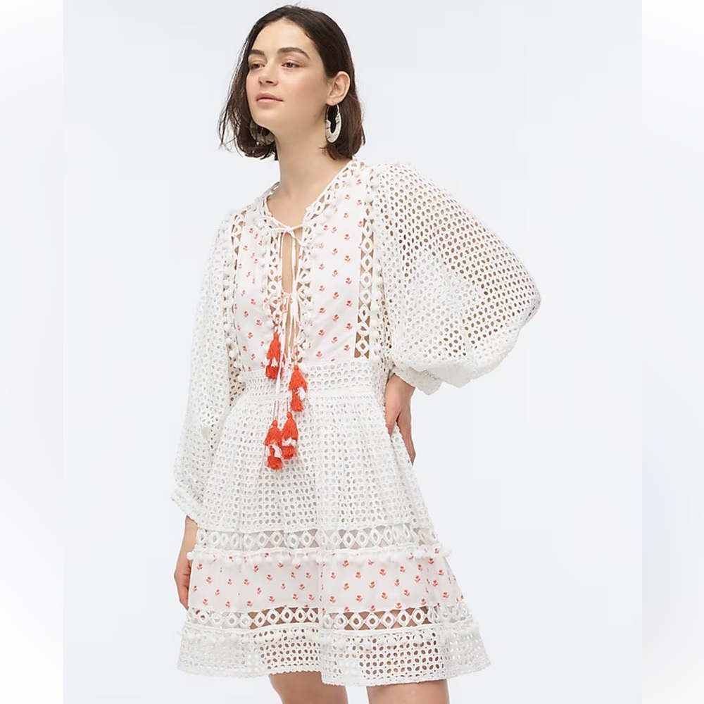 PLACE NATIONALE eyelet boho mini dress 3